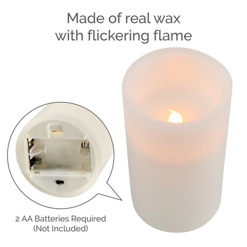 Unscented Realistic-Flame LED Wax Pillar Candles