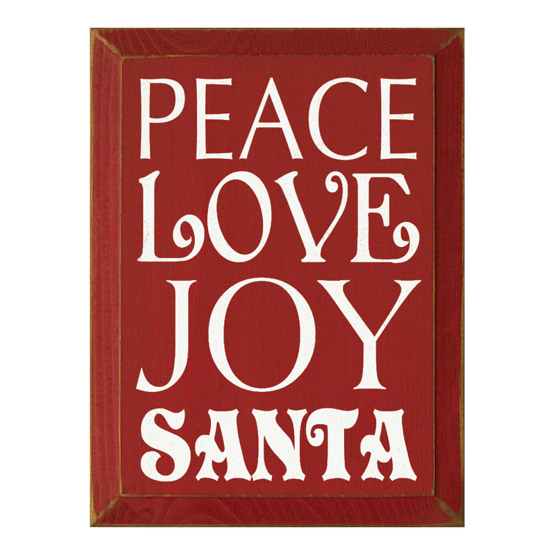 « paix-love-joy-père noël », art textuel sur bois