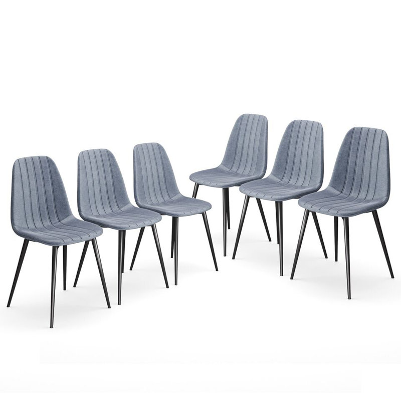 Carlo Anti Stain Velvet Dining Chairs Padded Seat Metal Legs Kitchen Office, Jeans, 6