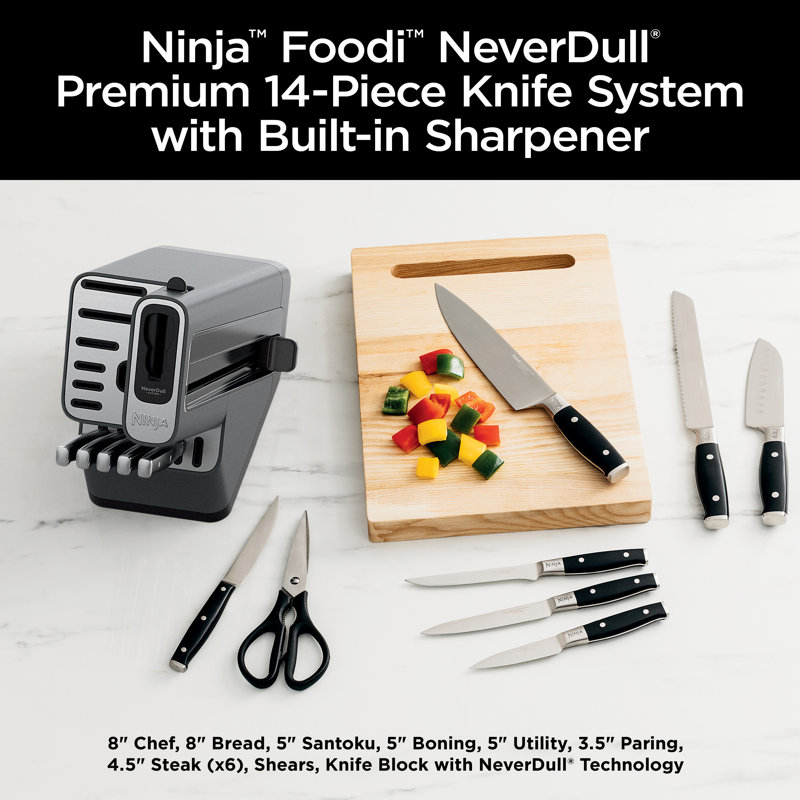 Ninja Foodi Premium 14-Piece Black Stainless Steel Knife Block Set