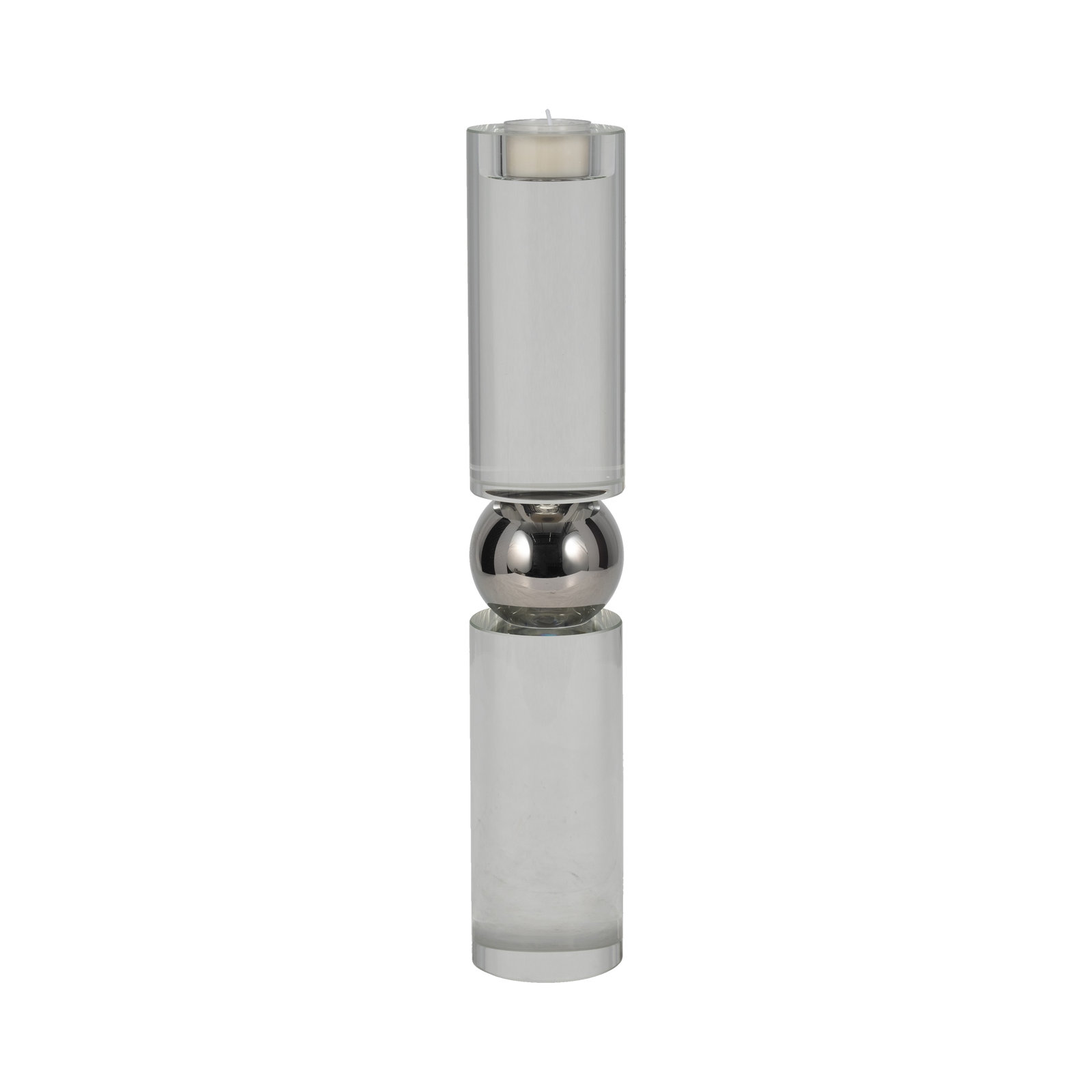 Riter Crystal Candlestick Holder, 15" H x 3" W x 3" D, Silver