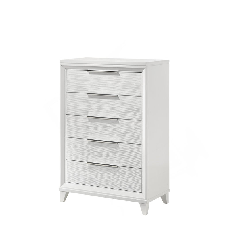 Mobilier de chambre contemporain à 5 tiroirs avec commode en bois massif