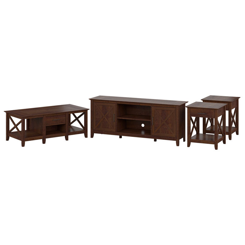 Aspen 4 Piece Coffee Table Set, Brown