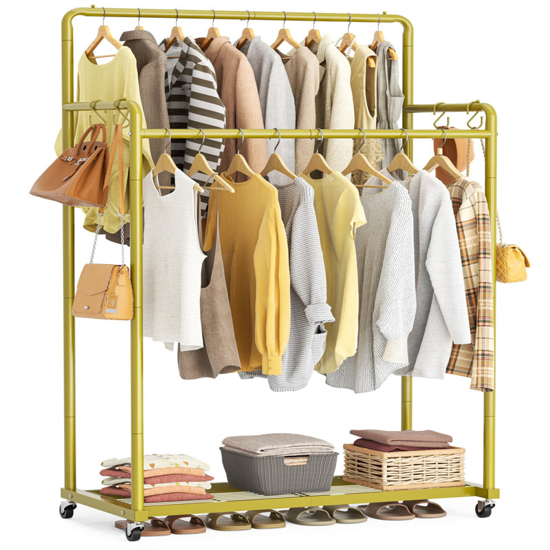Pinnell 72.5cm Rolling Clothing Rack, Gold