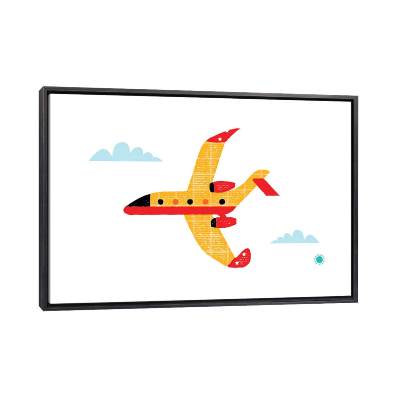 Avion - reproduction d'impression, H 40 po x l 60 po x 1,5 po, Toile avec cadre noir patiné, Pas de tapis