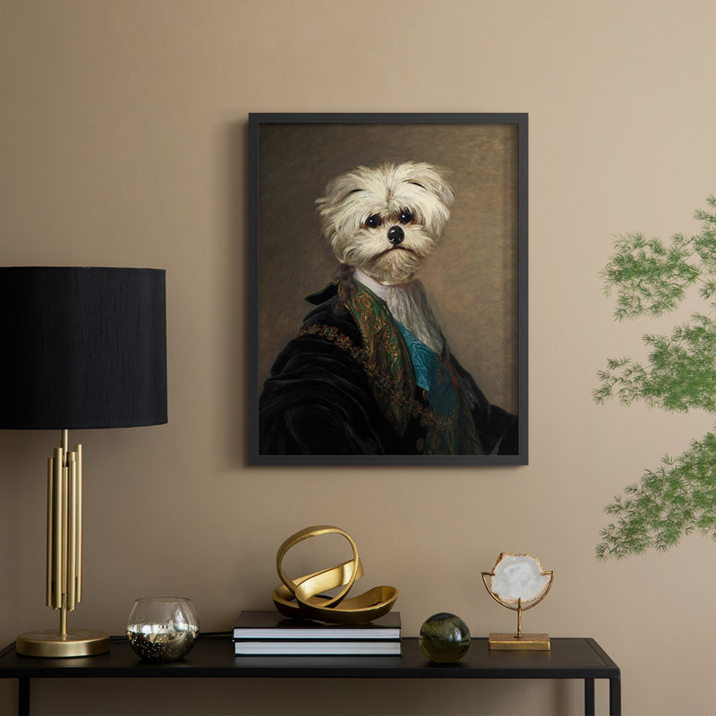 Royal Ruff Framed Print - Solid Wood, 15" H x 12" W, Black