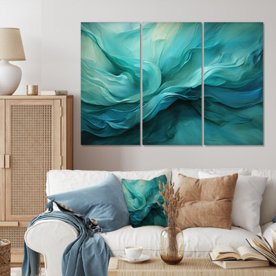 Turquoise Tranquility V - 3 pièces sur toile tendue