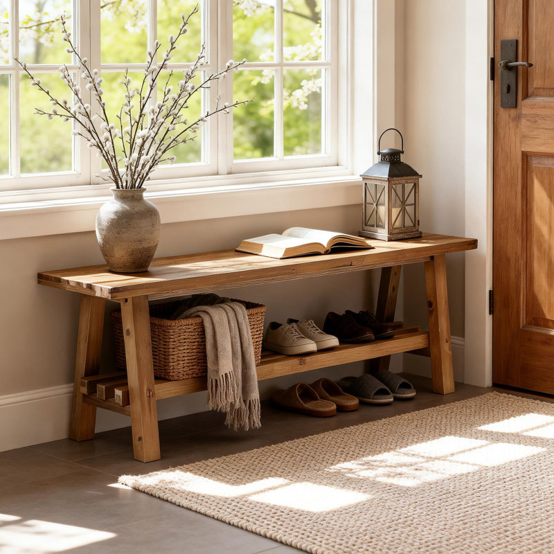 55" Long 2-Tier Shoe Bench