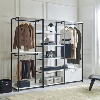 Garde-robe autoportant en bois et en métal blanc l 31,5 po Kennyth