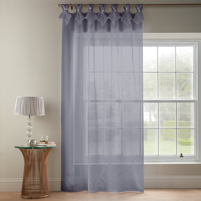 Aoibhne Tiara Tab Top Sheer Curtain Panel, Silver, 144 W x 274 D cm