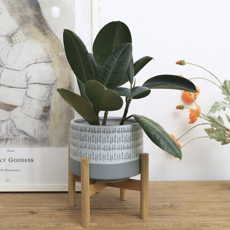 Tierney Pot Planter, Gray Blue, 9.3" H x 7.3" W x 7.3" D