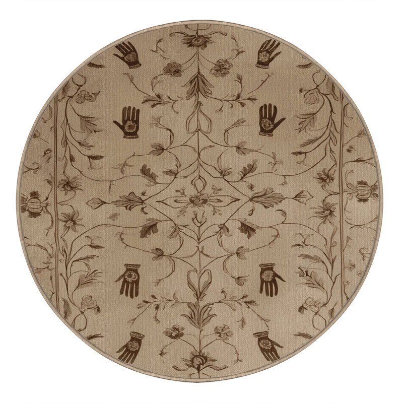 Tapis brun français lavable à la machine, Rond 4 pi