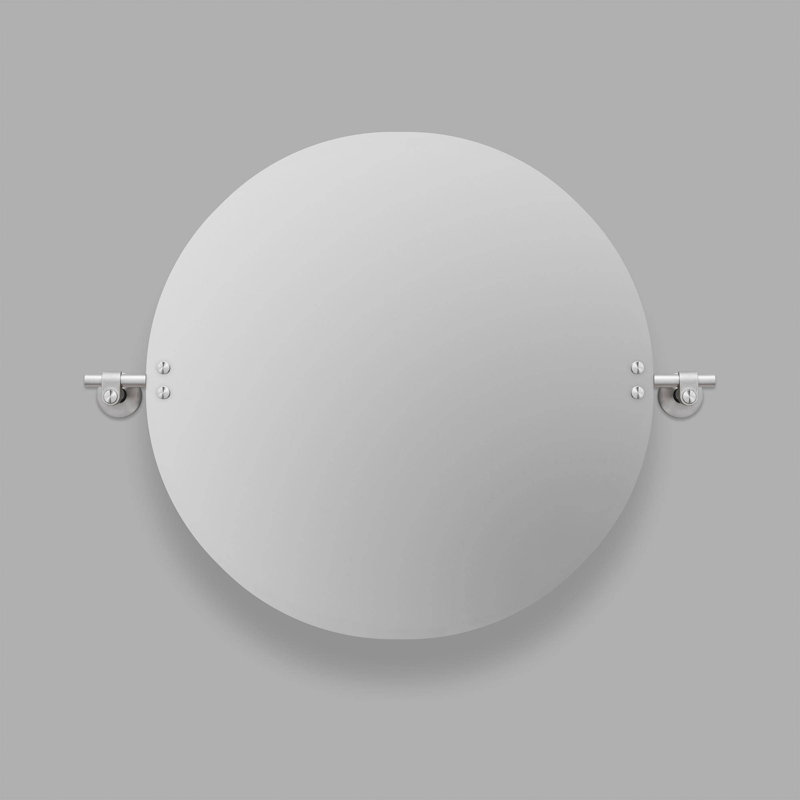 Small Round Vanity & Dresser Mirror, Stainless Steel, 23.6" x 28.94"