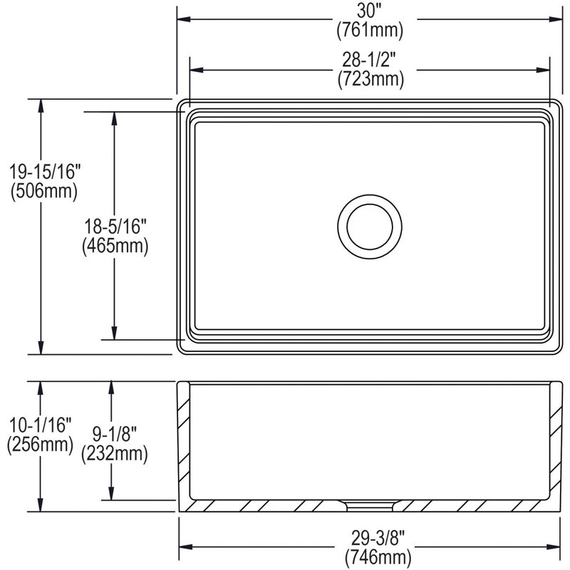 Fireclay 30" L x 20" W Farmhouse Kitchen Sink, White