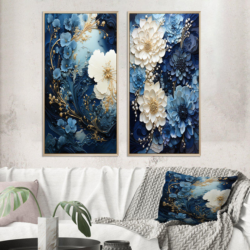 «Spirale d'encre liquide», 2 pièces sur toile, Encadrement brun, H 20 po x l 24 po