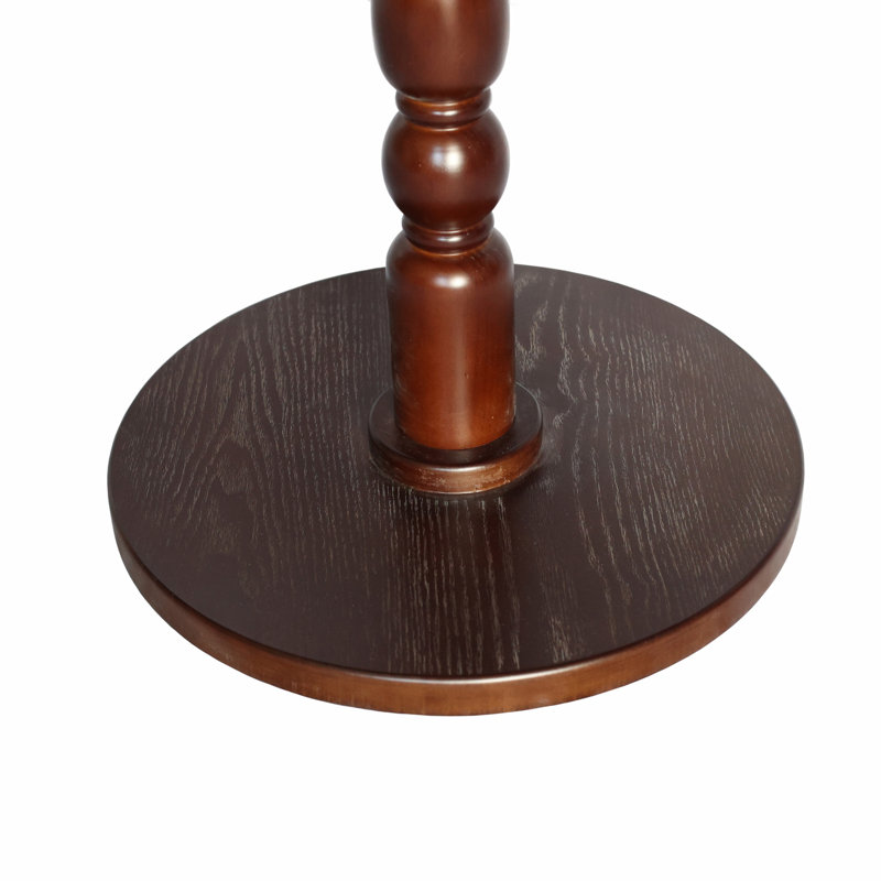 Table d'appoint ronde 23 po brun noyer, table d'appoint ronde, petite table à boissons pour petits espaces, table de chevet moderne avec pieds en bois massif pour le salon, la chambre à coucher, les coins et le bureau