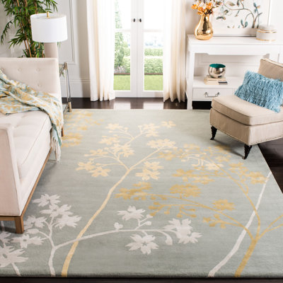 Tapis floral en laine et viscose touffeté à la main Soho