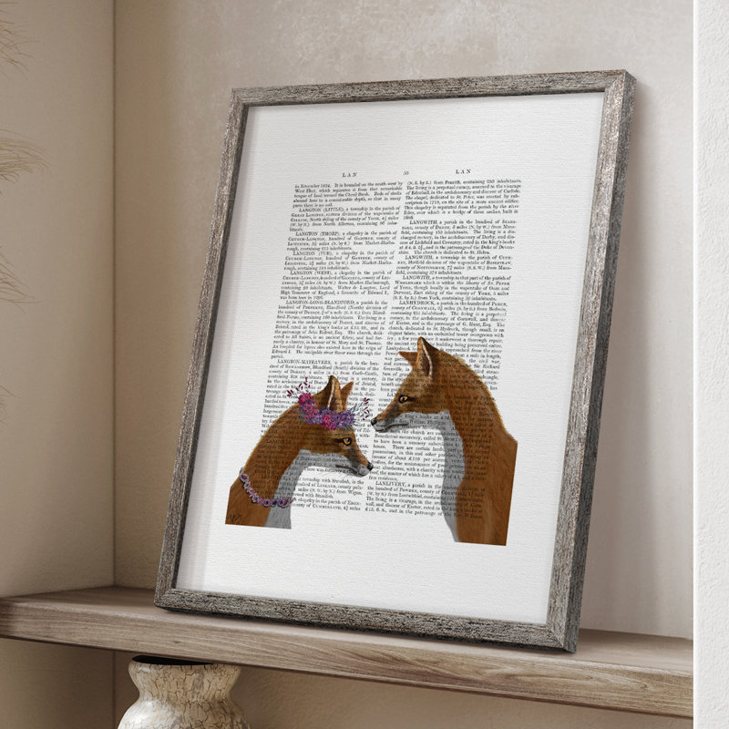 Fox Lovers, reproduction encadrée - bois massif