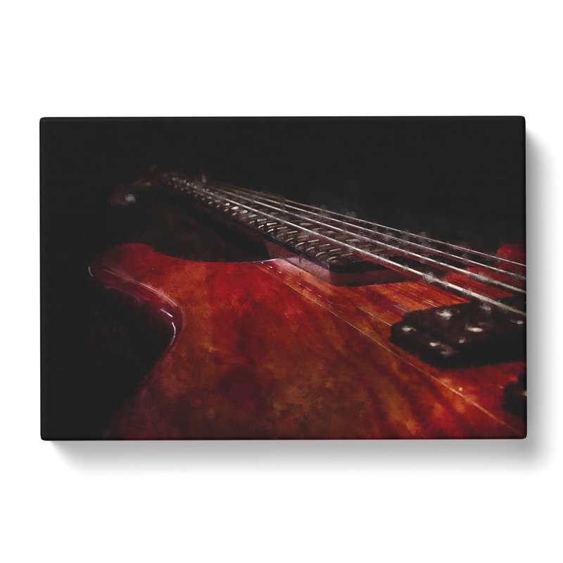 Cherry Red Bass Guitar - Wrapped Canvas Print, 40cm H x 60cm W x 3cm D