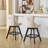 Swivel Velvet Barstools Set Of 2 With Button Tufted Decoration And Wooden Legs-2070239198