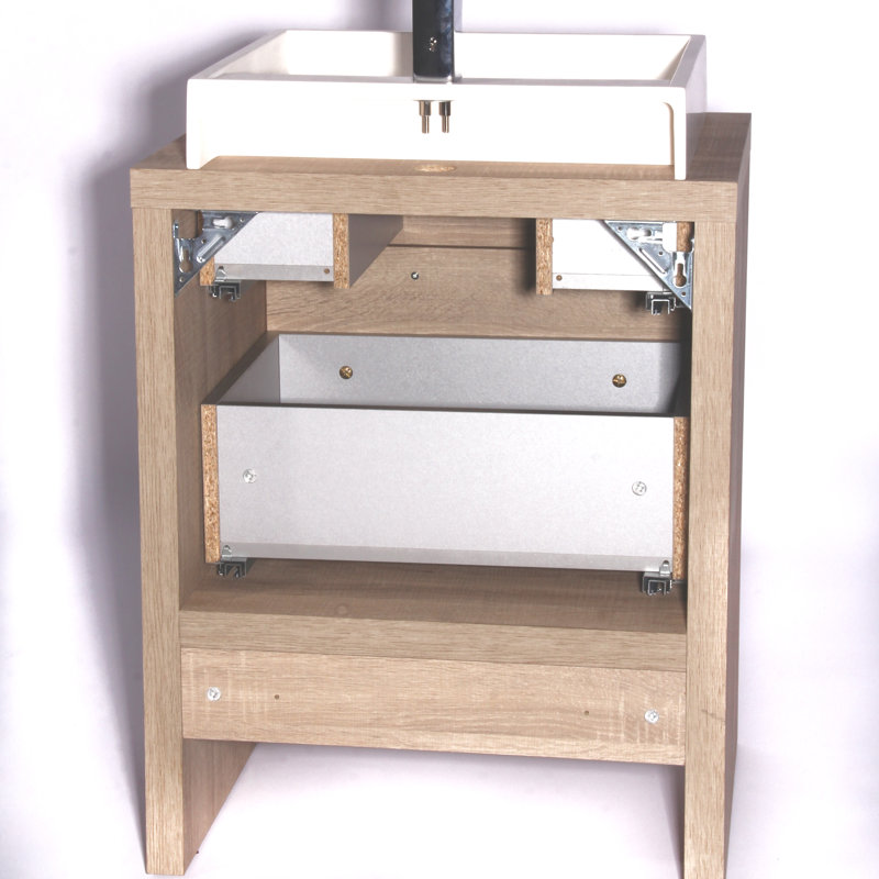 Amato 31.5'' Single Bathroom Vanity with Solid Wood Top, Natural Oak