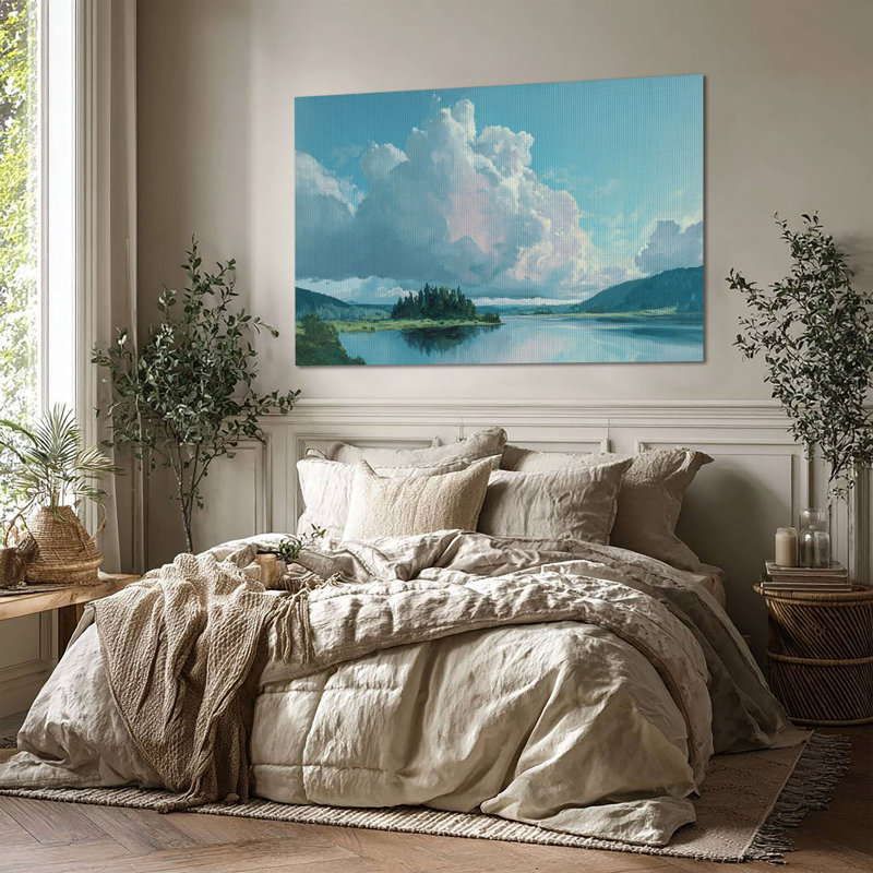 Art mural sur toile Fluffy Blue Clouds, L 48 po x H 32 po