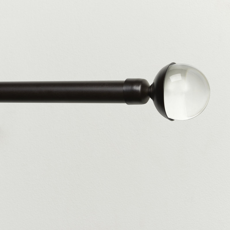 Adjustable Matte Bronze Curtain Rod with Clear Globe Finials