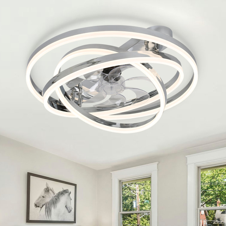 Hagensee 24" DIY Shade Reversible Ceiling Fan with Dimmable LED Light and Remote