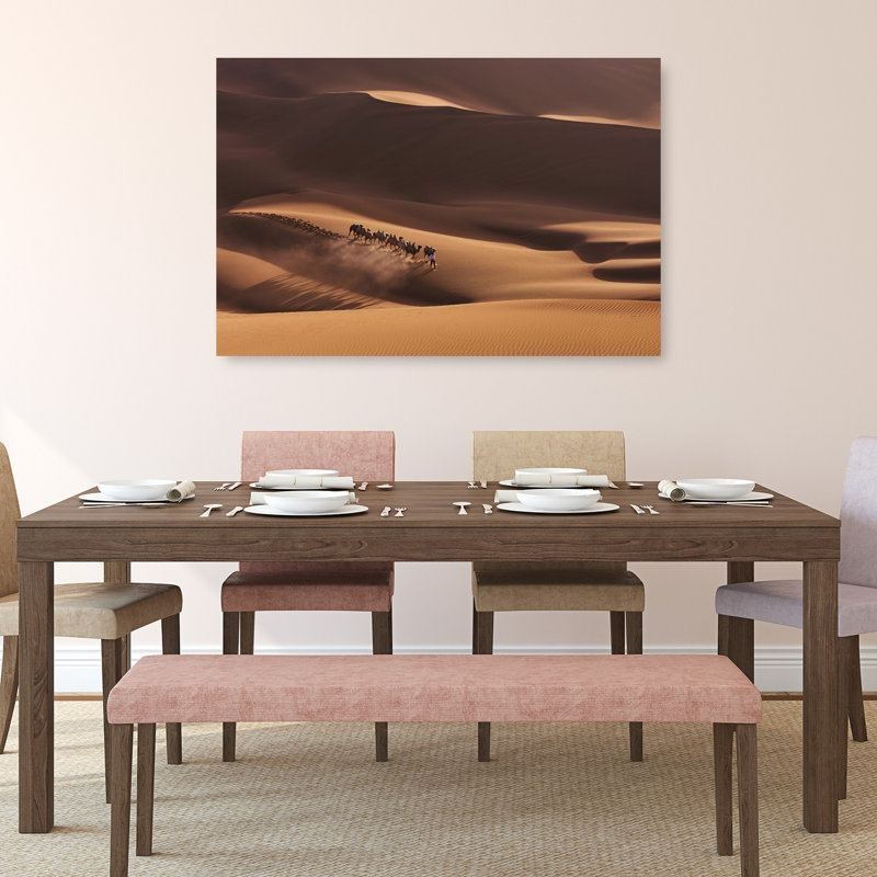 «Golden Desert Trek Serene Abstract Contemporary Landscape Nature», reproduction d'art murale, H 48 po x l 32 po