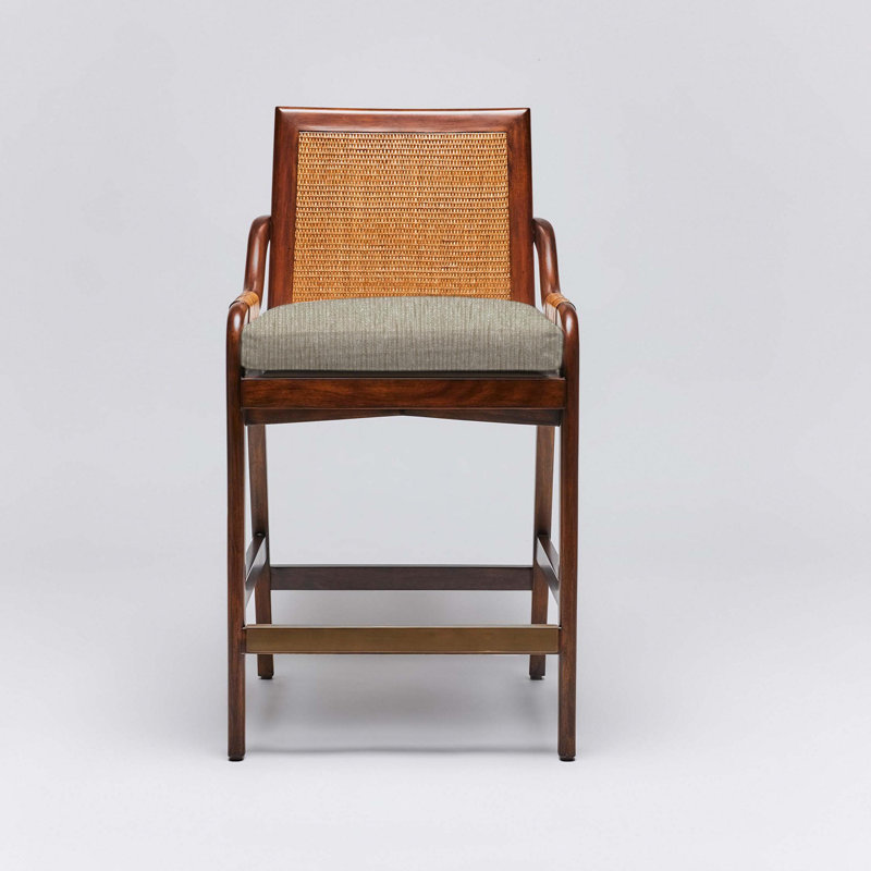 Tabouret de comptoir 26 po Delray, Cadre paille / châtaignier clair