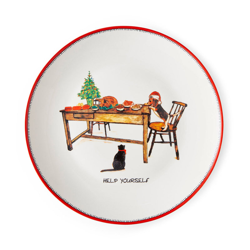 8" Christmas Doodles Plates, Set of 4