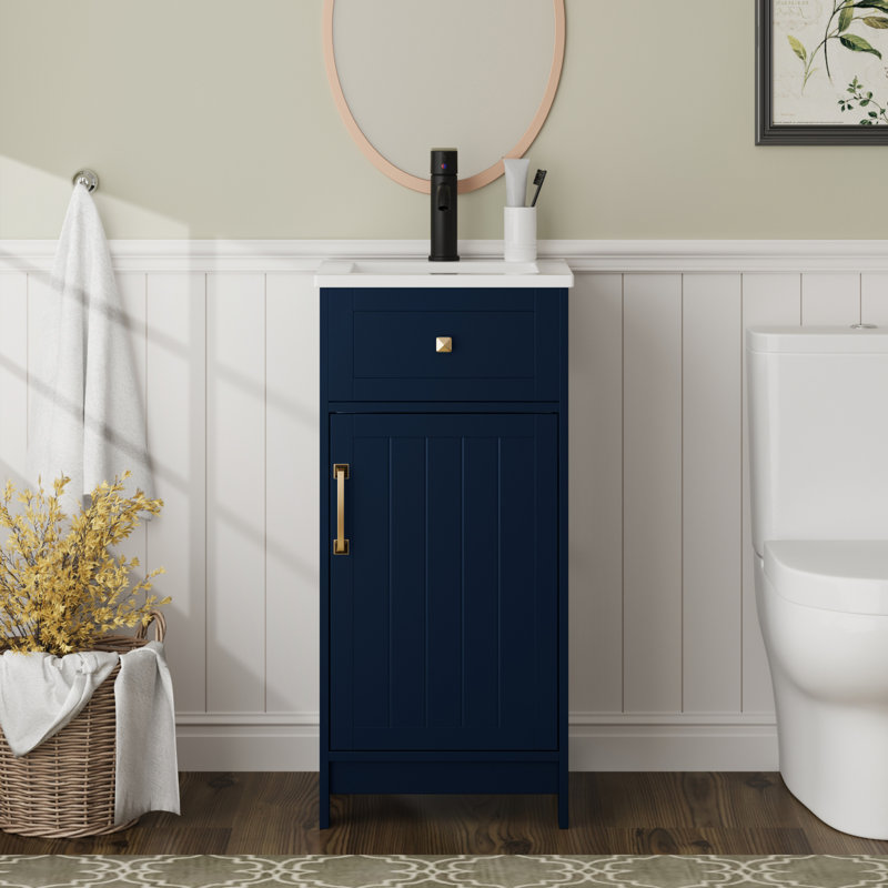 Meuble-lavabo simple avec comptoir en céramique intégré