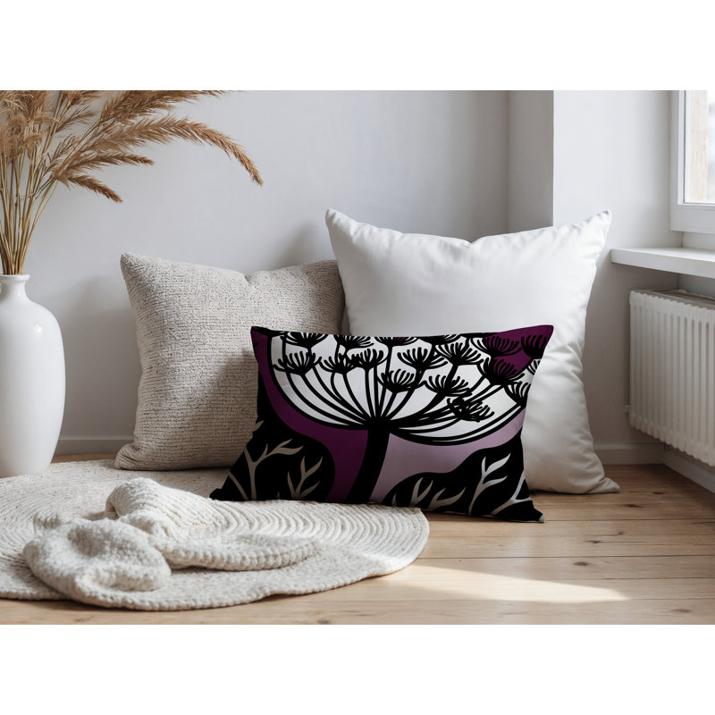 Oreiller rectangulaire réversible intérieur / extérieur Alimi, Rectangle H 18 po x l 25 po, Mauve