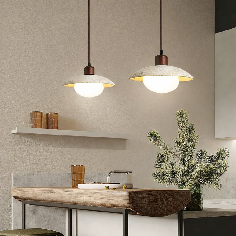 Luminaire suspendu moderne en pierre naturelle et bois