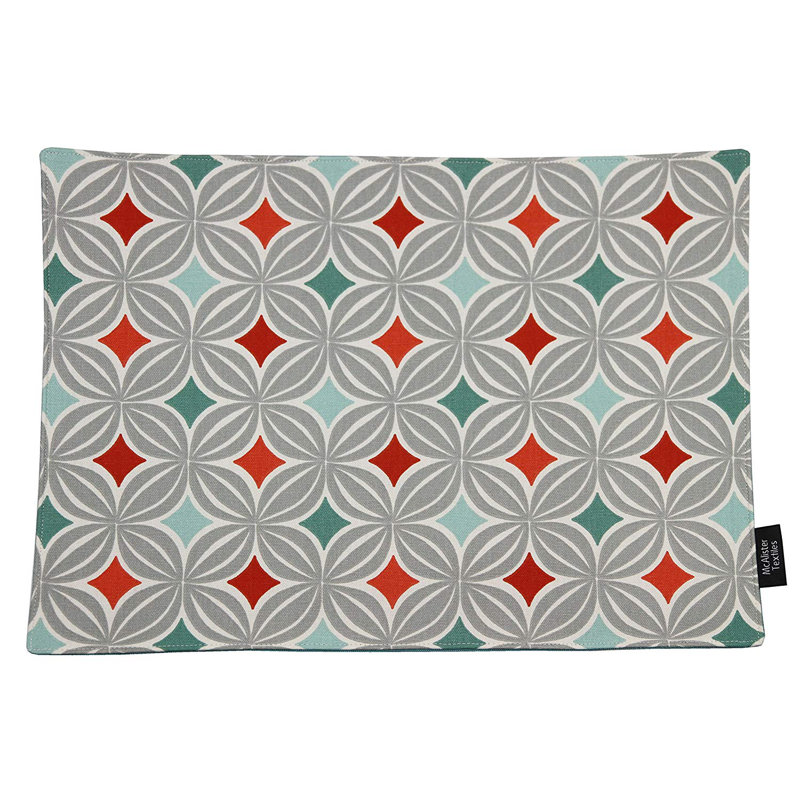 Amethy Cotton Geometric Rectangle Placemat, Terracotta Orange