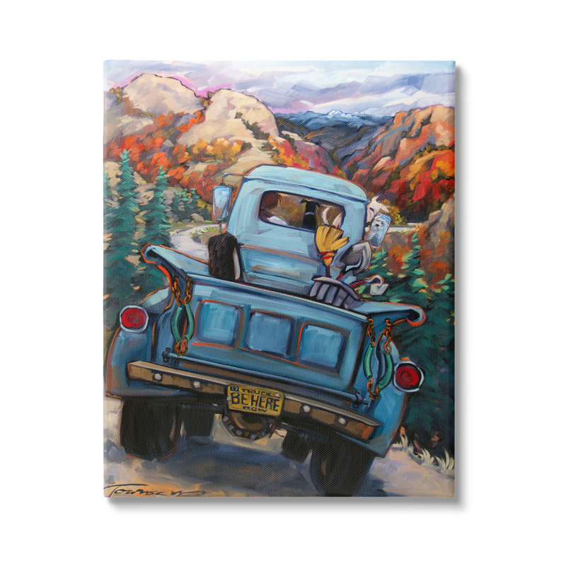 August Grove Truck In Mountain Valley Canvas Wall Art Design By CR Townsend, H 20 po x l 16 po x P 1,5 po
