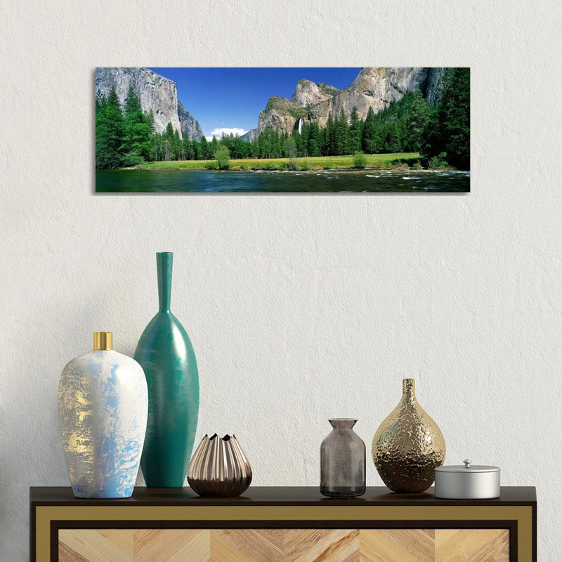 Bridalveil Fall, Yosemite Valley, Yosemite National Park, California, USA - Wrapped Canvas Panoramic Print