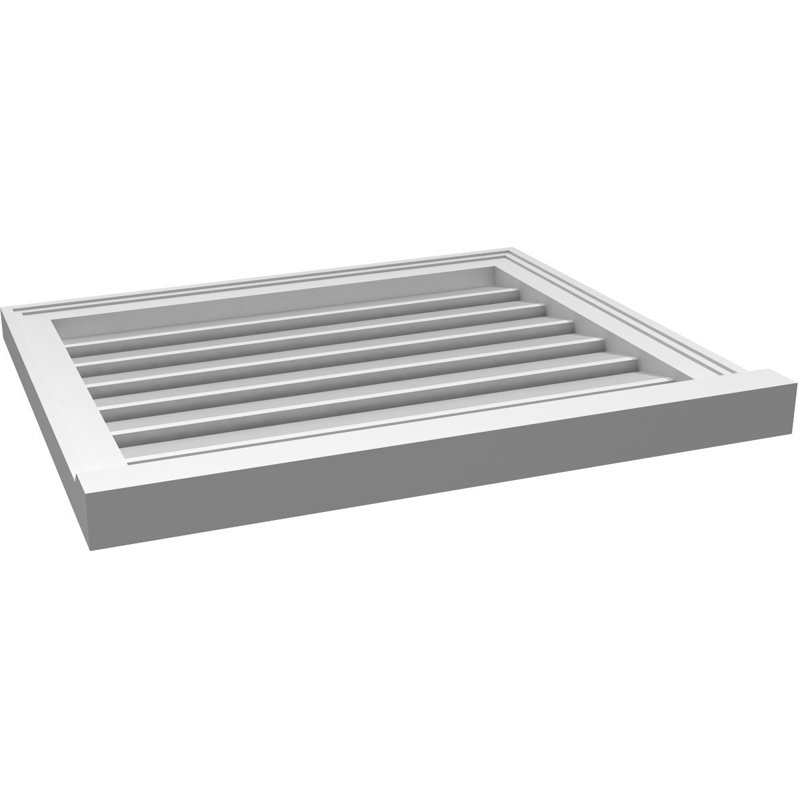 Évent à pignon fonctionnel en uréthane rectangulaire à fixation en surface, brun clair apprêté, H 22 po x l 26 po x P 2 po