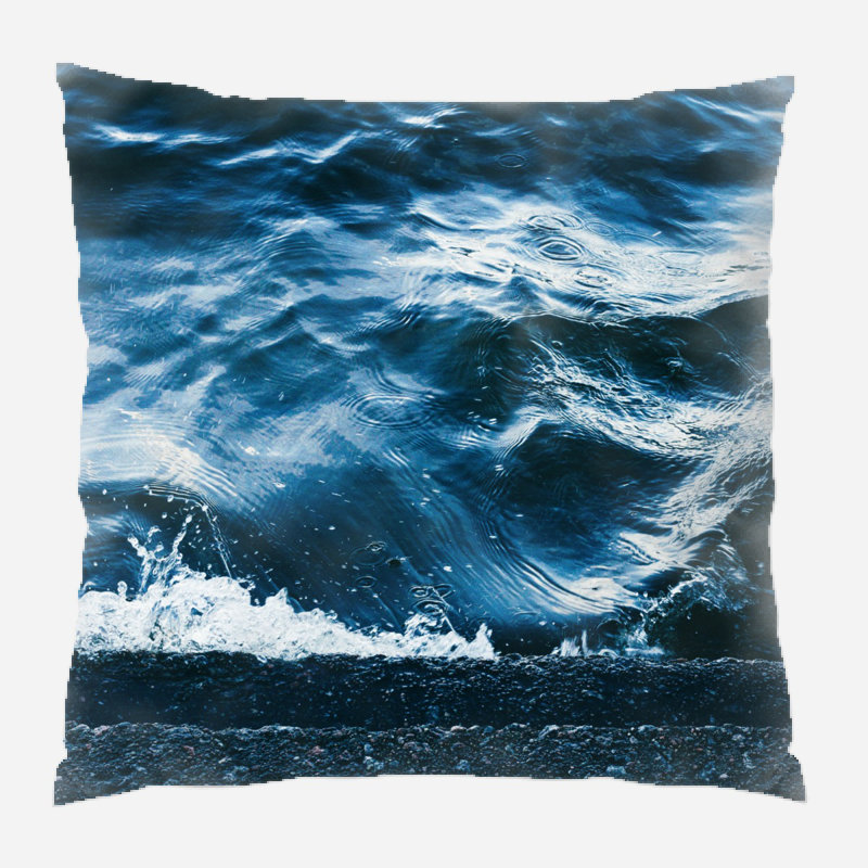 Housse et insert de coussin carré Poindexter Sea, Microsuède, Intérieur