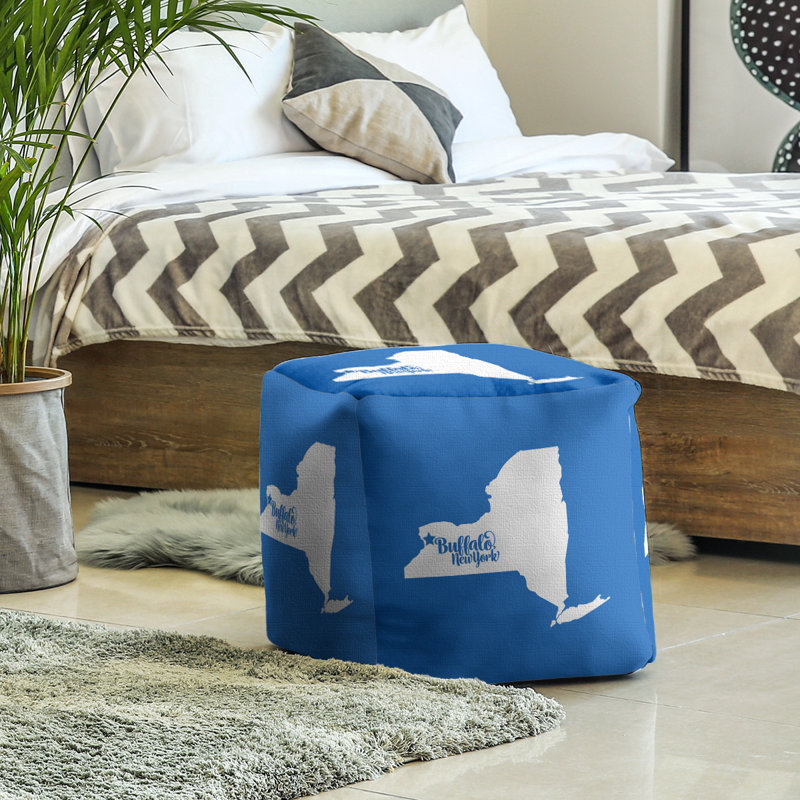 Repose-pieds cube new york buffalo, Bleu / blanc