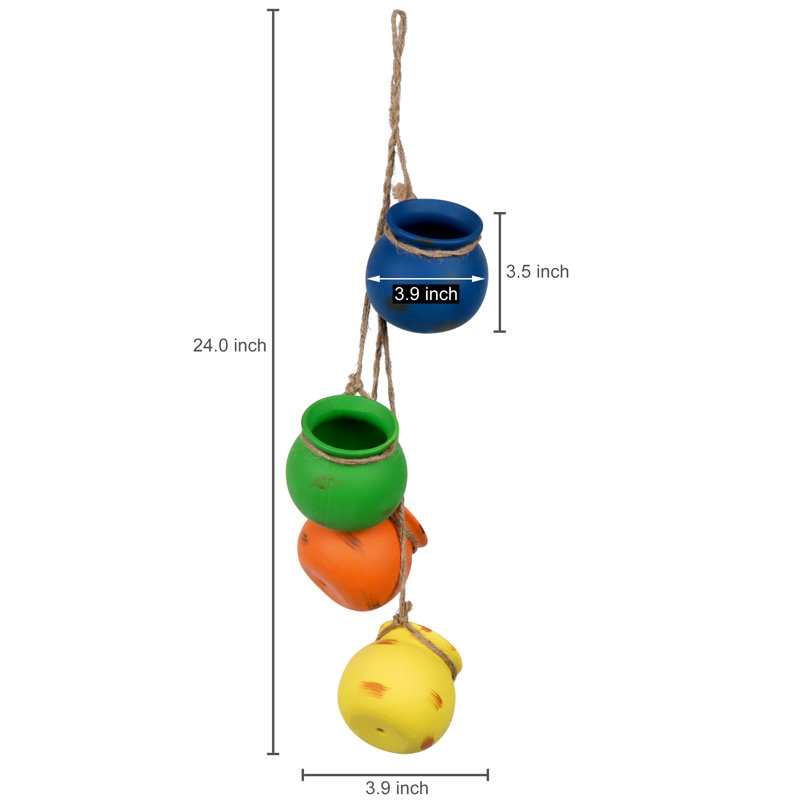 Ceramic Hanging Planter, Multi-Coloured