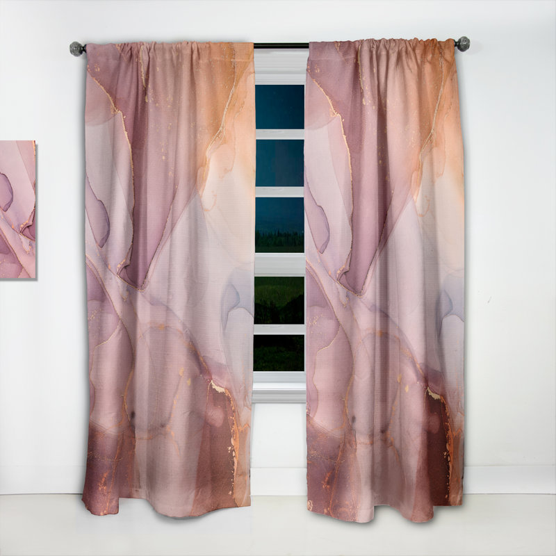 Art en marbre liquide brun et orange - Rideau moderne - Velours obscurcissant - 1 panneau, L 52 po x L 84 po