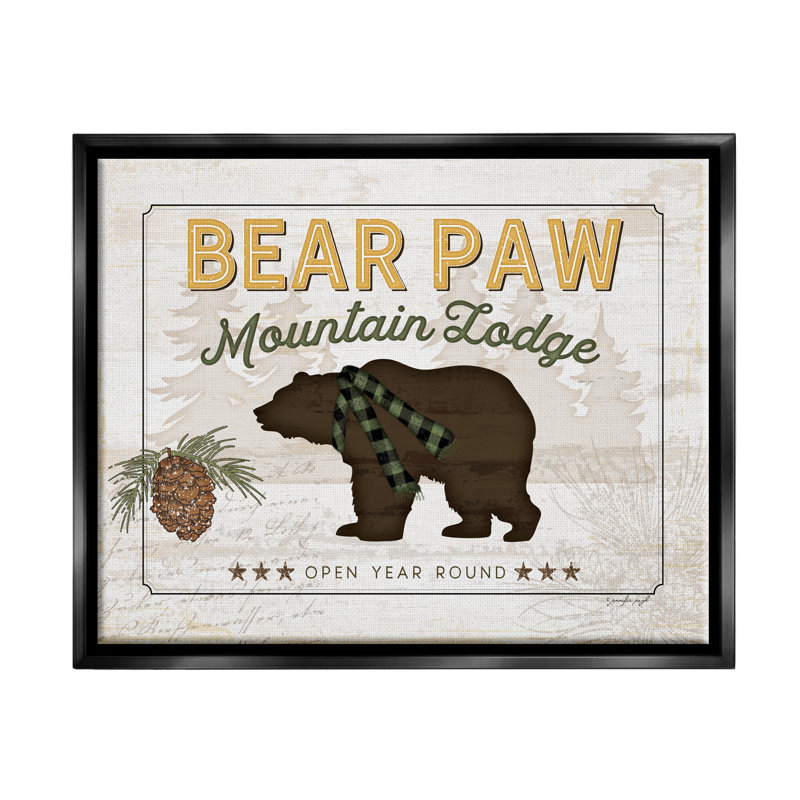 «Bear Paw Mountain Lodge Cabin Floater», art mural par Jennifer Pugh, Cadre flottant noir de jais