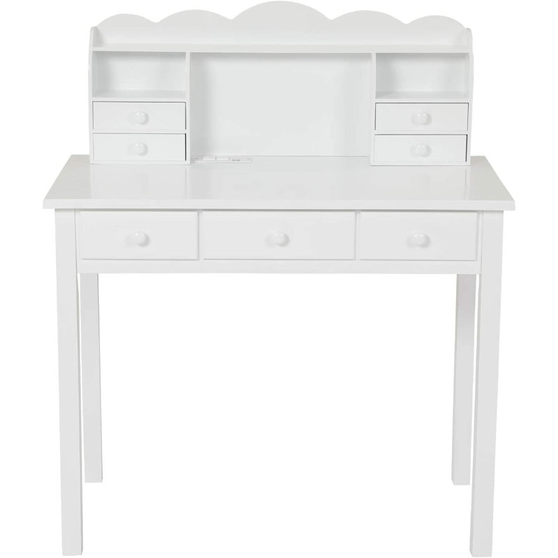 Akiyoshi Computer Desk with Power Outlet, White
