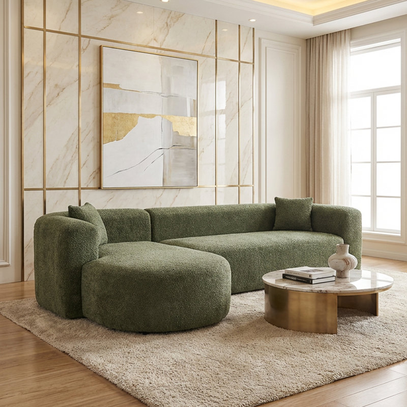Boneless 109.4" Modular Sectional Sofa Luxury Modern Curved Back Sofa,chenille Fabric Two Throw Pillows,minimalist Comfortable L-shape Boneless Cloud Couch For Living Room Apartment