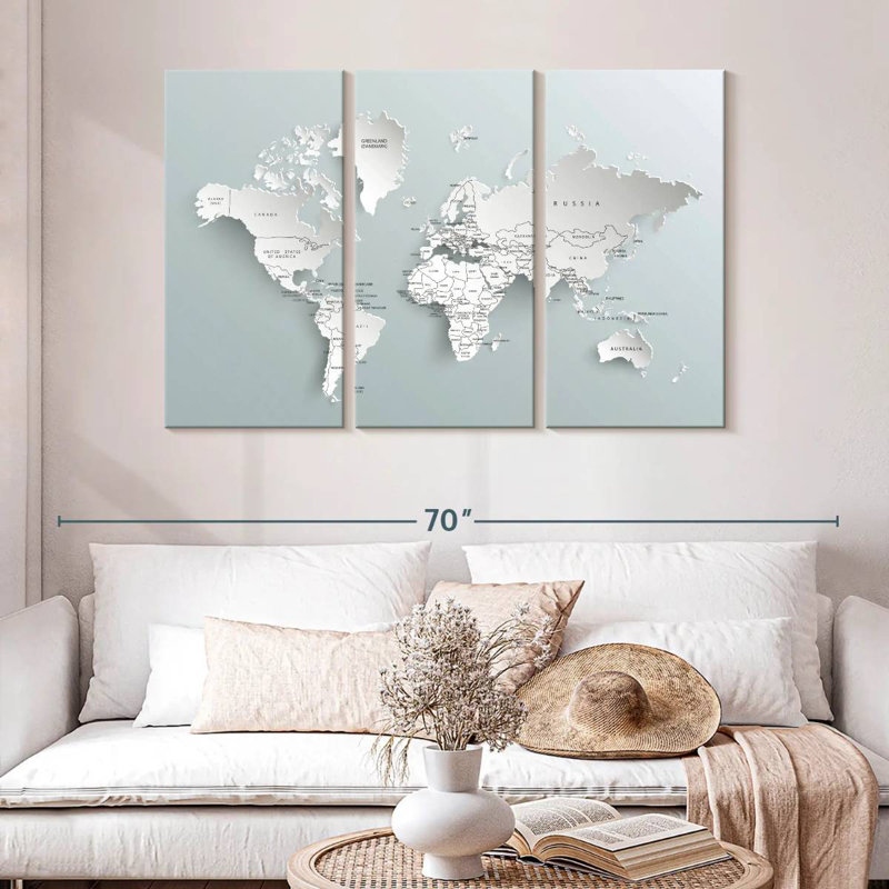 Aliaz Modern World Map, 32" H x 50" W