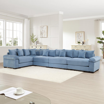 Canapé modulaire surdimensionné surdimensionné en nuage, canapé-lit modulaire convertible avec accoudoirs très larges, 18 coussins décoratifs en velours côtelé de qualité supérieure, conception ergonomique, assemblage facile, pour étude