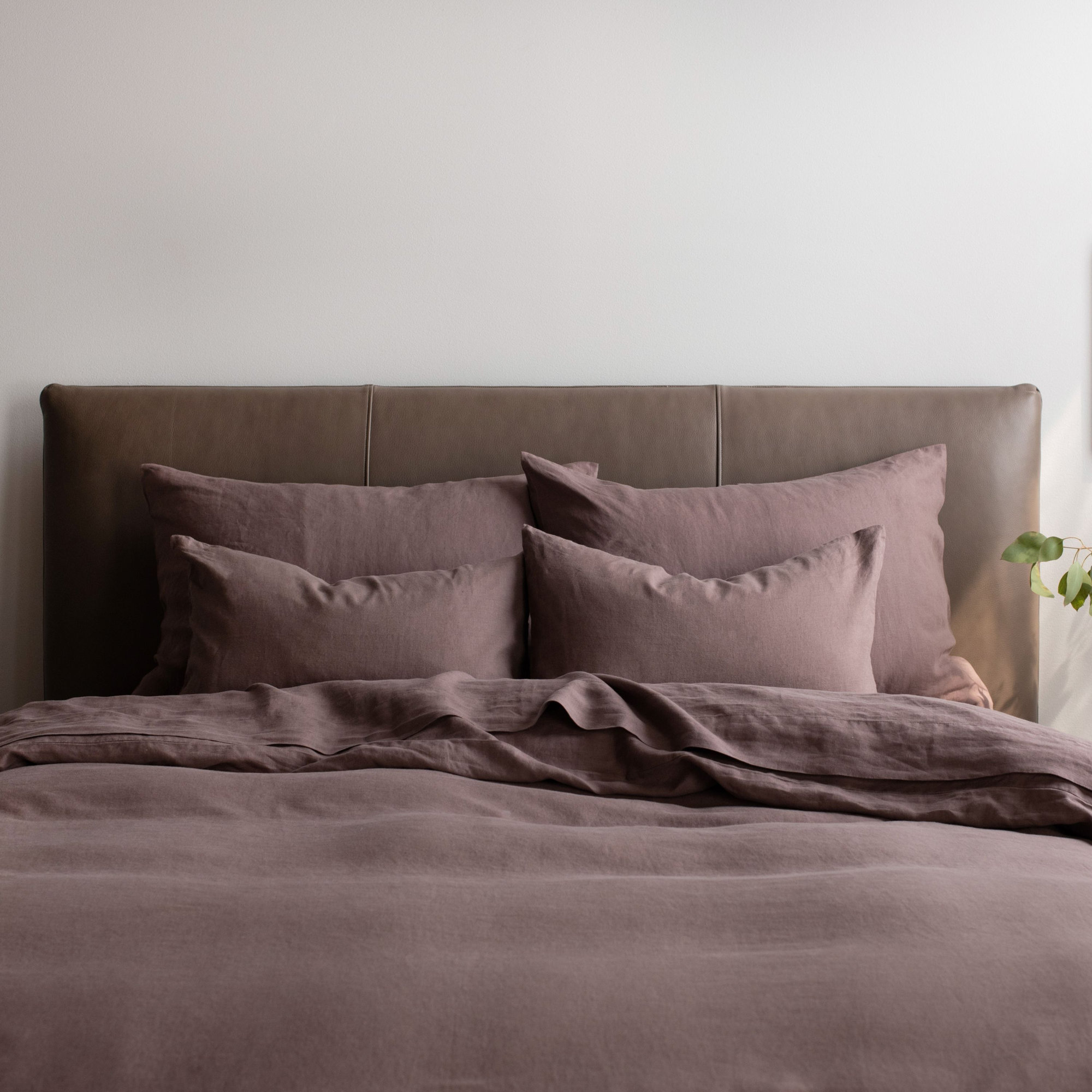 100% French Linen Duvet Cover & Sham Set, Twin Duvet Cover + 1 Standard Pillow Sham, Clove
