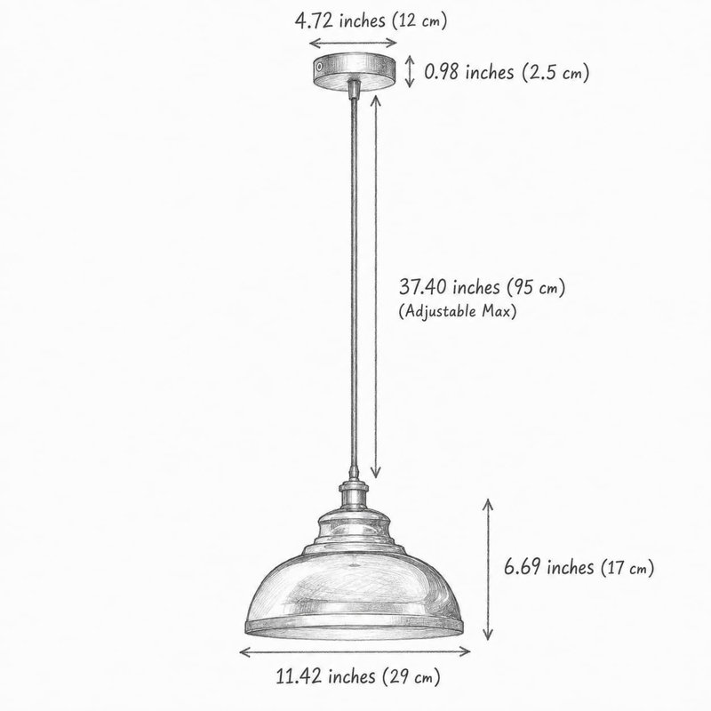 Suspension en métal courbé avec douille E26, Cuivre