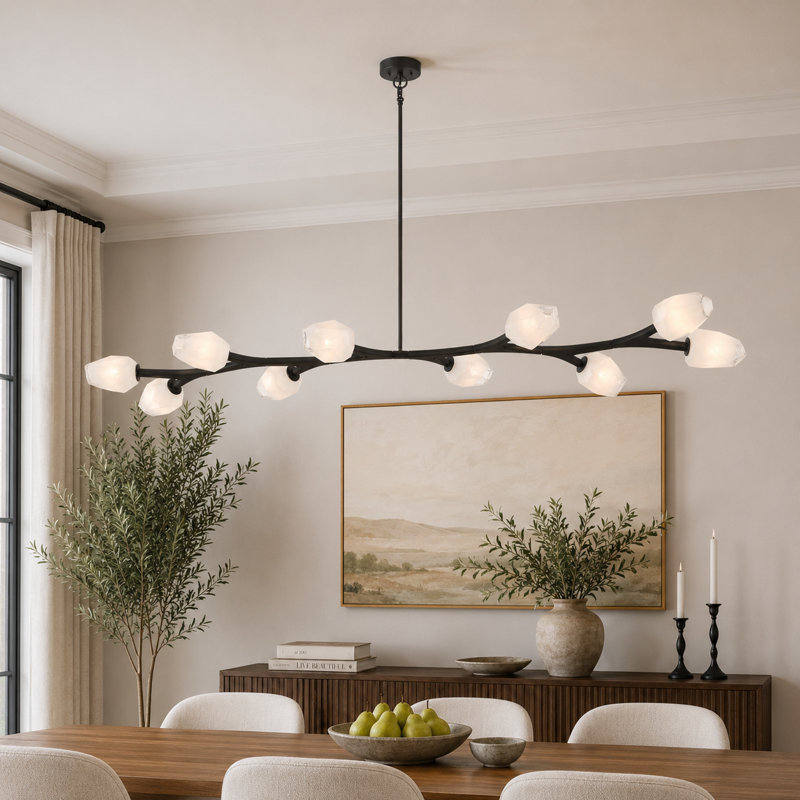 Lustre linéaire moderne 10 branches, Noir